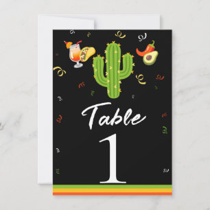 Invitation Table Numéro Fête du Cactus à Cœur Jaune Amour