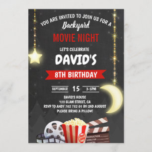 Invitation Table ronde pour la fête d'anniversaire de cinéma