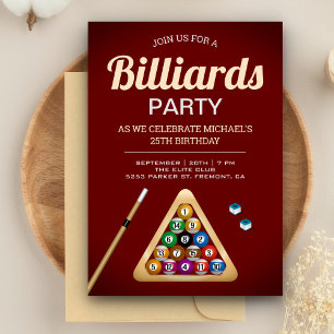 Invitation Table Rouge Billard Snooker Anniversaire