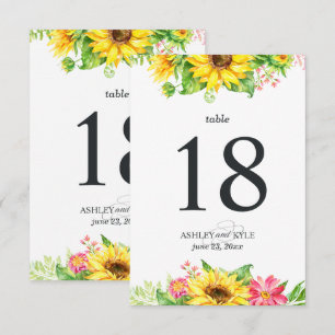 Invitation Table tournante tournesol avec fond blanc
