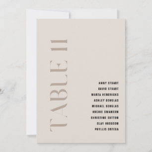 Invitation Tableau 11 Mariage moderne en beige gras