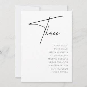 Invitation Tableau 3 Mariage moderne Numéro de tableau modèle