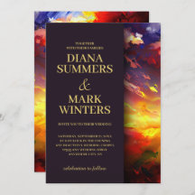 Tableau Abstrait avec un ciel coloré. Mariage