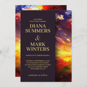Invitation Tableau Abstrait avec un ciel coloré. Mariage