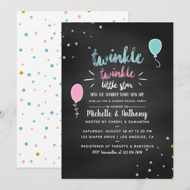 Invitation Tableau de bord Baby shower Genre Reveillez Invita (Devant / Derrière)