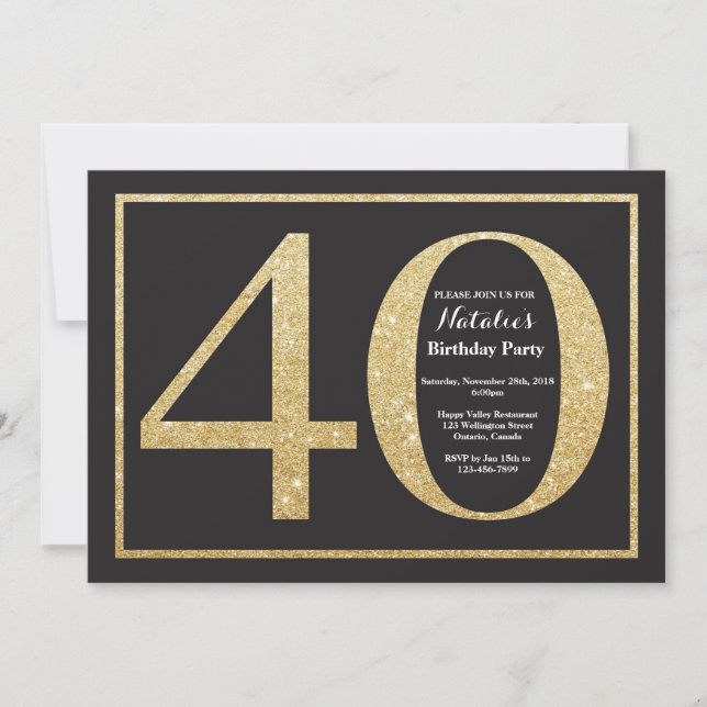 Invitation Tableau de bord de la Parties scintillant Gold Inv (Devant)