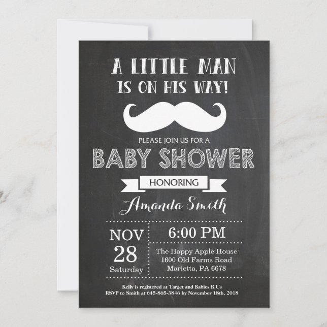 Invitation Tableau de bord de l'invitation de Baby shower Mus (Devant)