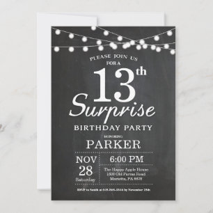 Invitation Tableau de bord de l'invitation surprise 13e anniv