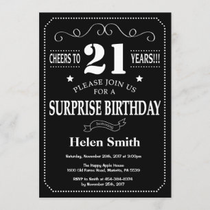 Invitation Tableau de bord de l'invitation surprise 21e anniv
