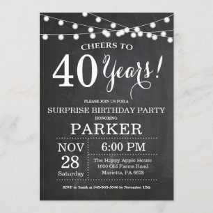 Invitation Tableau de bord de l'invitation surprise 40e anniv