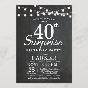 Invitation Tableau de bord de l'invitation surprise 40e anniv