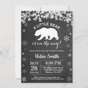 Invitation Tableau de bord du Baby shower d'hiver de l'ours p
