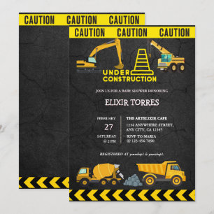 Invitation Tableau de bord en construction Baby shower