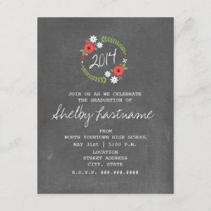 Invitation Tableau de bord inspiré Floral Photo Graduation