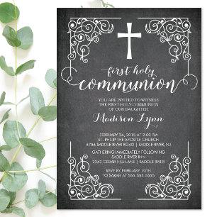 Invitation Tableau de bord moderne Première communion sacrée 