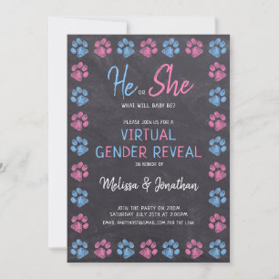 Invitation Tableau de bord Virtuel Genre Révéler Bleu Rose