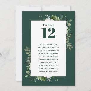 Invitation Tableau de disposition des sièges avec fleurs vert