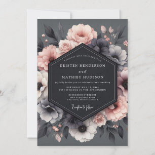 Invitation Tableau de mariage au blush de charbon