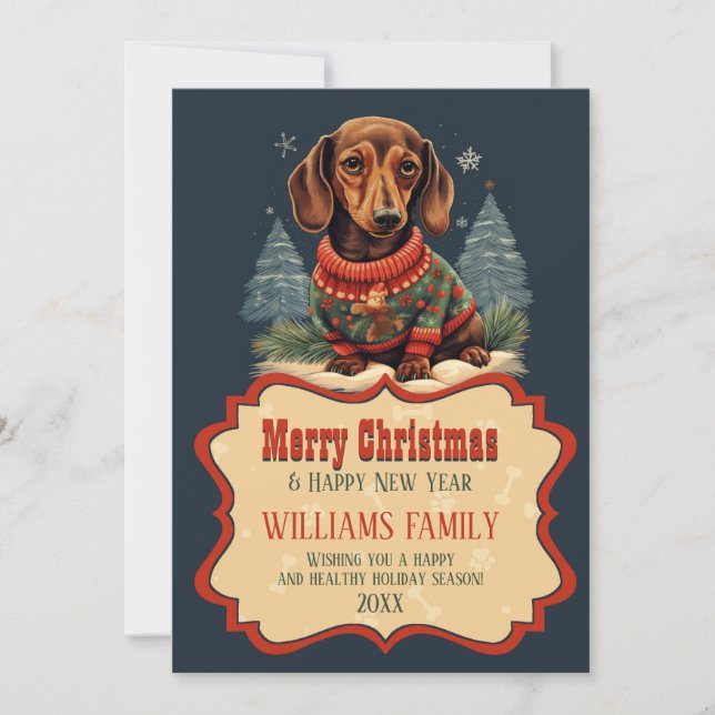 Invitation Tableau de Noël Dachshund (Devant)