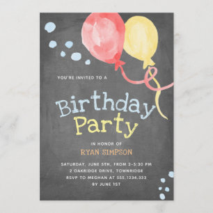 Invitation Tableau de partie d'anniversaire de enfant de