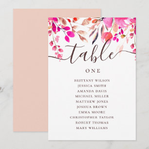 Invitation Tableau de placement de mariage floral rose aquare