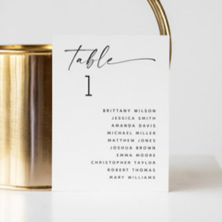 Invitation Tableau de placement de mariage minimaliste noir e