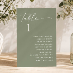 Invitation Tableau de placement de mariage minimaliste vert s