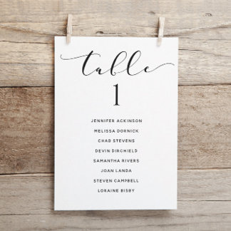 Invitation Tableau de Plan de Table de Mariage Élégant Liste 