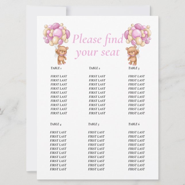 Invitation Tableau de points de poker Teddy pour Baby Shower  (Devant)