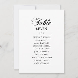 Invitation Tableau de sièges mariage classique noir et blanc