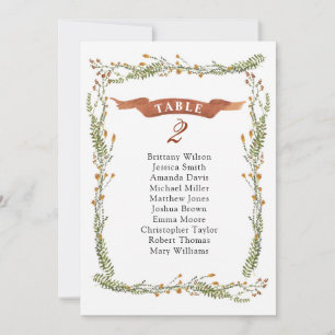 Invitation Tableau de sièges mariage floral rustique. Plan de