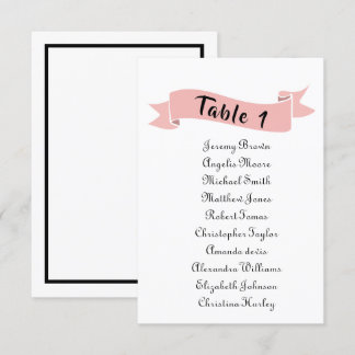 Invitation Tableau de sièges mariage rose.