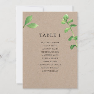 Invitation Tableau de sièges mariage rustique. Pays botanique