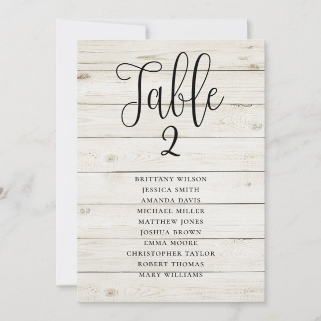 Invitation Tableau de sièges mariage rustique. Pays moderne (Devant)