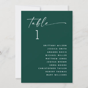 Invitation Tableau de sièges Mariage vert Turquoise profond. 