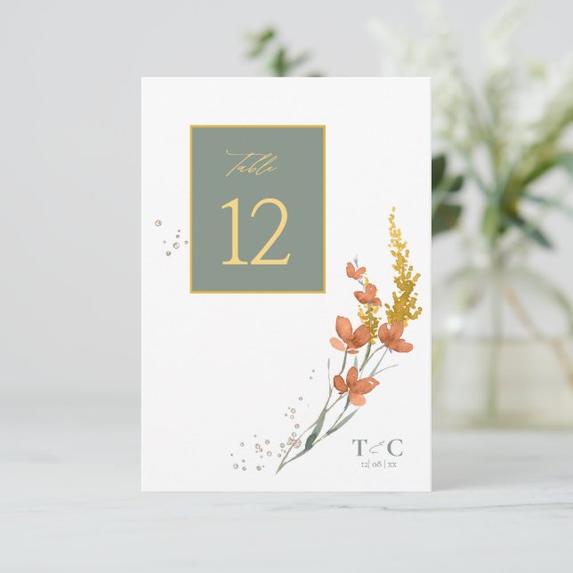 Invitation Tableau de texture Mariage fleur sauvage n° Gold I (Debout devant)