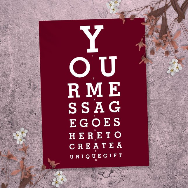 Invitation Tableau de vue rouge Bourgogne Message personnalis (Burgundy Red Sight Chart Custom Message Invitation)