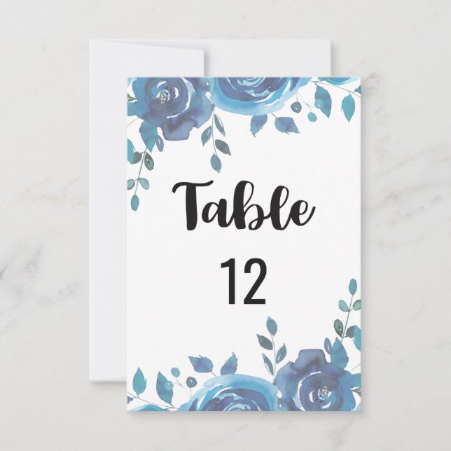 Invitation Tableau des numéros de Mariage bleu (Devant)