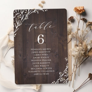 Invitation Tableau des places du tableau de table fleuri Rust