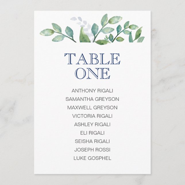 Invitation Tableau des sièges Mariages GREENERY, plan de tabl (Devant)