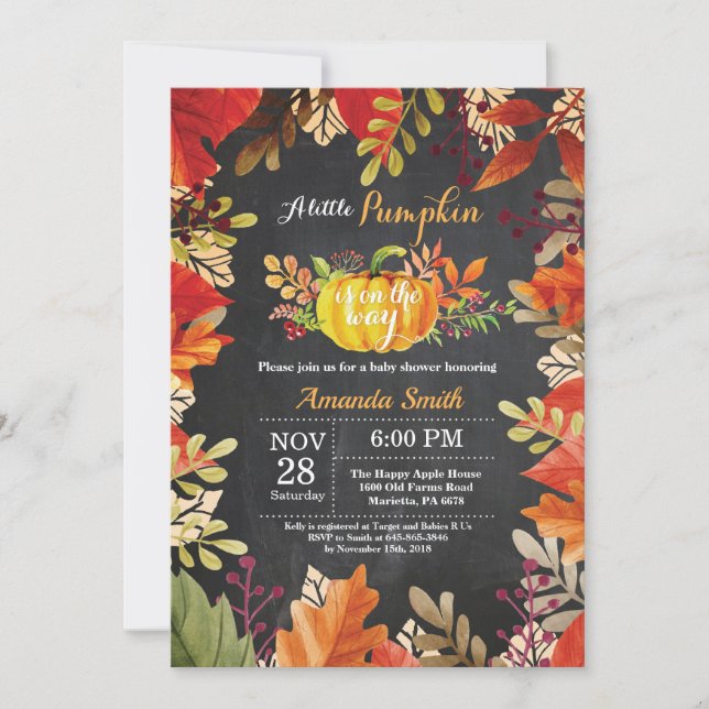 Invitation Tableau d'invitation de baby shower d'automne de (Devant)