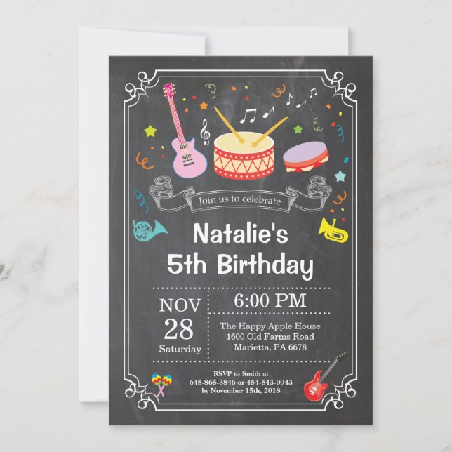 Invitation Tableau d'invitation de fête d'anniversaire de (Devant)