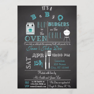 Invitation Tableau noir BébéQ bleu