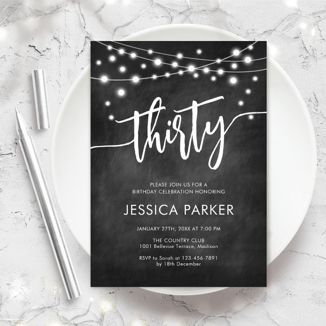 Invitation Tableau noir blanc 30e fête d'anniversaire (Créateur téléchargé)