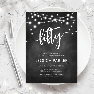 Invitation Tableau noir blanc 50e fête d'anniversaire