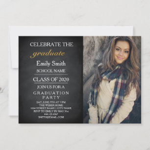 Invitation Tableau noir Chalkboard Fête la fête de graduation