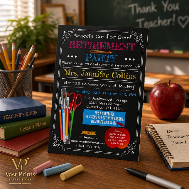 Invitation Tableau Noir de Retraite d'Enseignant (Teacher Retirement Chalkboard Invitation
)