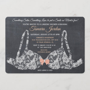Invitation tableau noir douche lingerie soutien-go