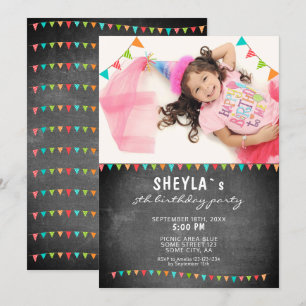 Invitation Tableau noir drapeaux de Bunful Colorful Photo Ann