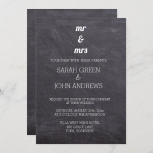 Invitation Tableau noir et blanc M & Mme Mariage